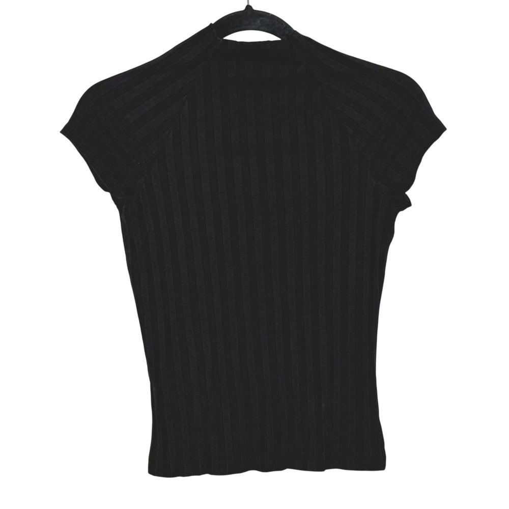 Reformation Jeans Black Ribbed Mock Neck Top Small Minimalist Y2K